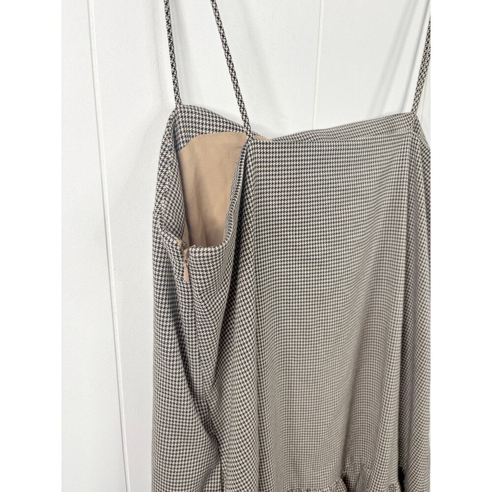 NWT Anthropologie Maeve Houndstooth Mini Dress Medium Square Neck Ruffle Hem - Picture 7 of 9